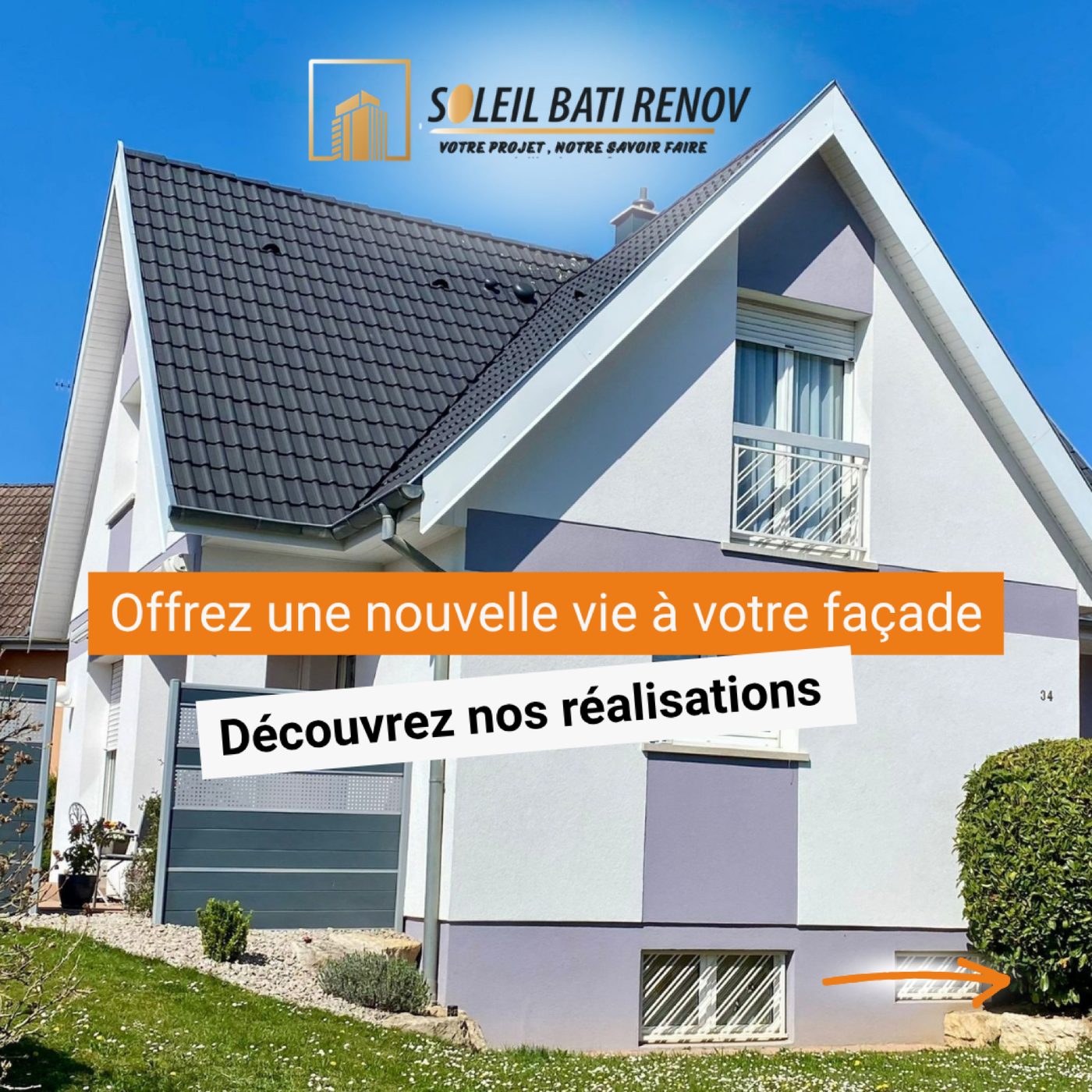 Façade de maison rénovée par Soleil Bati Renov