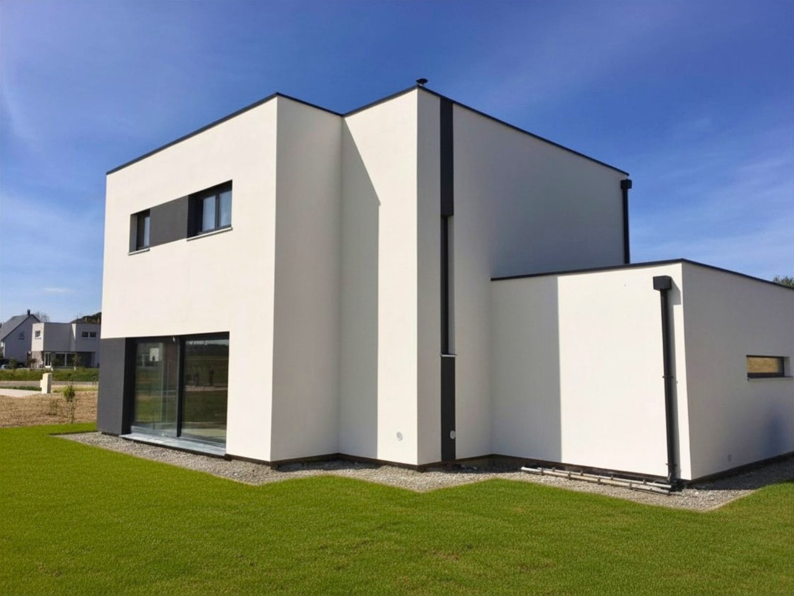 Façade maison contemporaine crépi blanc